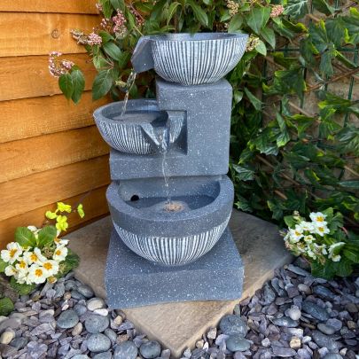 3 Bowl Pour Contemporary Solar Powered Water Feature