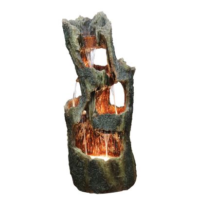 Aqua Creations 5 Fall Open Tree Trunk Wood Effect Solar Powered Water Feature