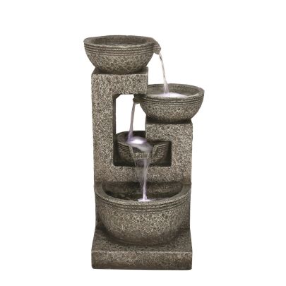 Solar Large Grey 4 Bowl Water Feature