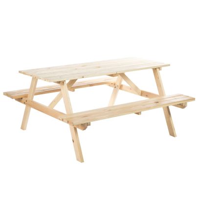 Outsunny 4 Seater Wooden Picnic Table Bench for Outdoor Garden or Patio w/ Parasol Cutout 150 cm
