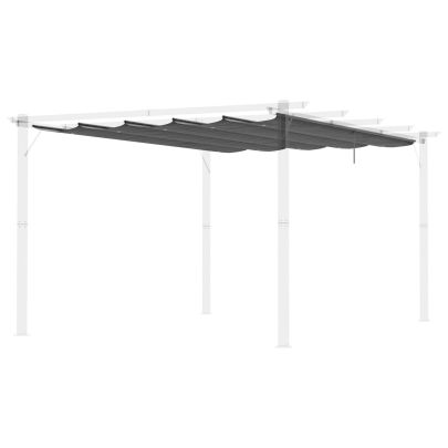 Outsunny Retractable Pergola Shade Cover, Replacement Canopy for 4 x 3 (m) Pergola, Retractable Roof, Dark Grey