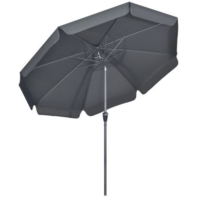 Outsunny 2.7m Patio Parasol Garden Umbrellas Outdoor Sun Shade Table Umbrella with Tilt, Crank, 8 Ribs, Ruffles, Black