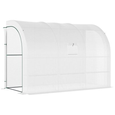 Outsunny Outdoor Walk-In Greenhouse, Plant Nursery with Zippered Doors, PE Cover and 3-Tier Shelves, White, 300 x 150 x 213 cm