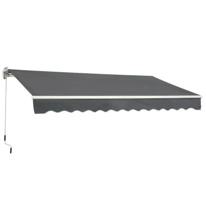 Outsunny 3.5M x 2.5M Manual Awning Canopy Retractable Sun Shade Shelter Winding Handle for Garden Patio Grey
