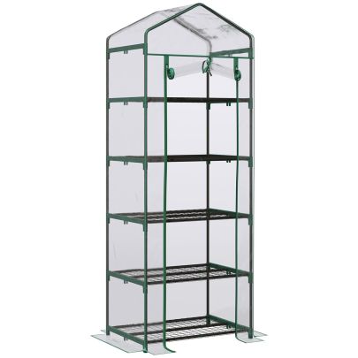 Outsunny 5 Tier Greenhouse Outdoor Flower Stand PVC Cover Portable Shed Metal Frame Transparent 69 x 49 x 193cm