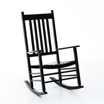 Outsunny Rocking Chair Armchair Wooden Patio Rocker Balcony Deck Outdoor Porch Garden Seat Black