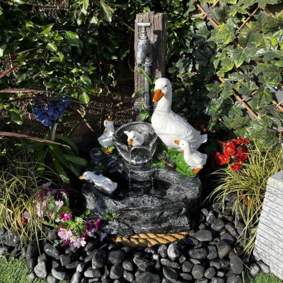 Playful Ducks Animal Water Feature Solar Powered