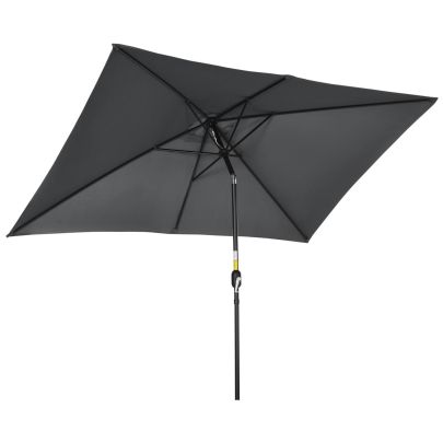 Outsunny 3x2m Patio Parasol Garden Umbrellas Canopy with Aluminum Tilt Crank Rectangular Sun Shade Steel, Black