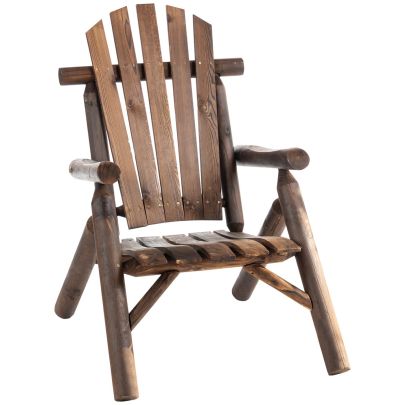Outsunny Wooden Adirondack Chair w/ Ergonomic Design and Fir Wood Frame Garden Patio Furniture for Lounging and Relaxing, Carbonized Color