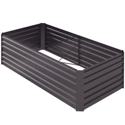 Outsunny Raised Beds for Garden, Galvanised Steel Outdoor Planters with Multi-reinforced Rods, 180 x 90 x 59 cm, Dark Grey
