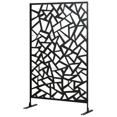 Outsunny Freestanding Garden Partition Screen Metal Decorative Outdoor Divider with Expansion Screws for Garden Patio Deck