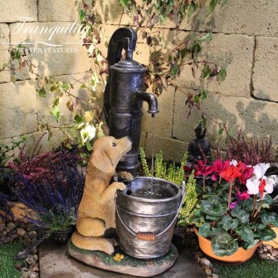 Puppy Fountain Traditional Water Feature Solar Powered