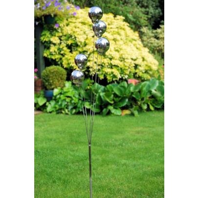 Garden Stainless Steel Decoration - 5 x Spheres on Stick