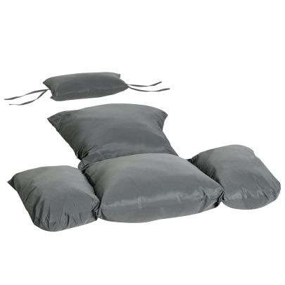 Outsunny Garden Lounge Chair Cushion Set, Patio Egg Chair Seat, Armrest, Back Pad Cushion, Easy Clean & Replacement for Indoor & Outdoor Use Dark Grey
