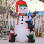  Christmas Inflatable Snowman and Penguins Outdoor Home Seasonal Decoration w/ LED Light