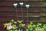 Garden Stainless Steel Decoration - 3 x Hearts on Sticks