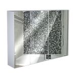  Double Door Wall Mounted Glass Mirror Cabinet 3 Tier Shelf, 80L x 60H x 15D cm