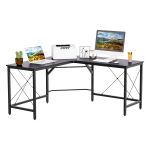  L-Shaped Corner Desk Computer Desk Table For Home Office Workstation w/Steel Frame Black