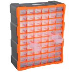 DURHAND 60 Drawer Storage Cabinets, 38Lx16Dx47.5H cm, Plastic-Orange 