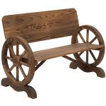 Fir Wood 2 Seater Outdoor Garden Wagon Wheel Bench