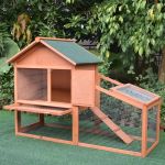  Small Animal Two-Level Fir Wood Hutch w/ Slide Out Tray Red/Brown