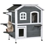  Cat Condo w/ Tons of Room & Openable Roof, Fir Wood, Outdoor/Indoor Catio Grey