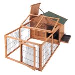  Wooden Guinea Pigs Hutches Detachable Rabbit Cage Pet House with Openable Run & Roof Slide-out Tray