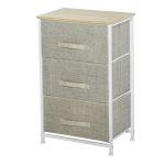  3-Tier Drawer Cabinet Organizer with Metal Frame for Home Office White Oak