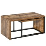  2 Pieces Coffee Tables Set Industrial Style Side Table Living Room Bedroom