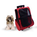 Pawhut Travel Backpack w/ Trolley, Steel Wire Frame-Red