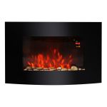  1000/2000W LED Curved Glass Electric Wall Mounted Fire Place, 89.2L x 13.5W x 48Hcm