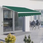 Awning Canopy Manual Retractable Porch Sun Shade Shelter 3 x 2m Green