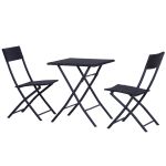 3pc Rattan Furniture Set :2xChairs1xTable Black
