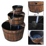 Wooden Water Pump Fountain 3 Tier Fir Wood & Steel