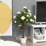Artificial Camellia Plant Realistic Fake Tree Potted Home Office 90cm White