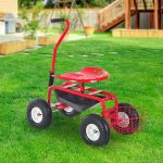Gardening Planting Rolling Cart W & Tool Tray Red