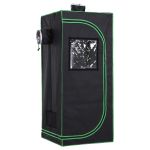 Hydroponic Plant Grow Tent Inc Window Tool Bag 60L x 60W x 140Hcm Black & Green
