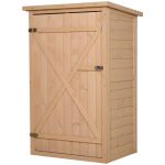 1.8 x 2.4ft Small Fir Wood Garden Storage Shed with Shelves