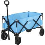Collapsible Folding Outdoor Garden Storage Trolley Cart Inc Telescopic Handle & Brakes Blue