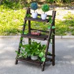 3 Tier Wooden Plant Shelf Foldable Flower Pots Holder Stand Indoor Outdoor