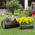 2PCs Wooden Flower Plant Pot Outdoor & Indoor Plant Box with Solid Wood