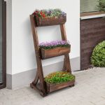 3 Tier Raised Garden Bed Freestanding Outdoor Vertical Wooden Flower Rack
