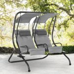 Canopy Swing 2 Separate Relax Chairs Inc Handrails and Removable Canopy Grey