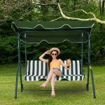 Steel 3 Seater Swing Chair Inc Canopy Green