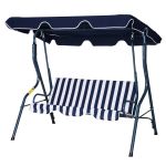 Steel 3 Seater Swing Chair Inc Canopy Blue