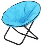 Folding Saucer Moon Chair 80Lx80Wx75H cm Metal Frame 600D Oxford Cloth Blue