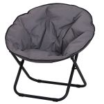 Folding Saucer Moon Chair 80Lx80Wx75H cm Metal Frame 600D Oxford Cloth Grey