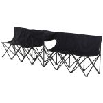 6 Seater Folding Steel Camping Bench Inc Cooler Bag Black