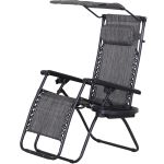 Steel Frame Zero Gravity Outdoor Garden Deck Chair Inc Canopy Grey