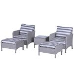 5 Piece PE Rattan Outdoor Garden Furniture Set Light Grey